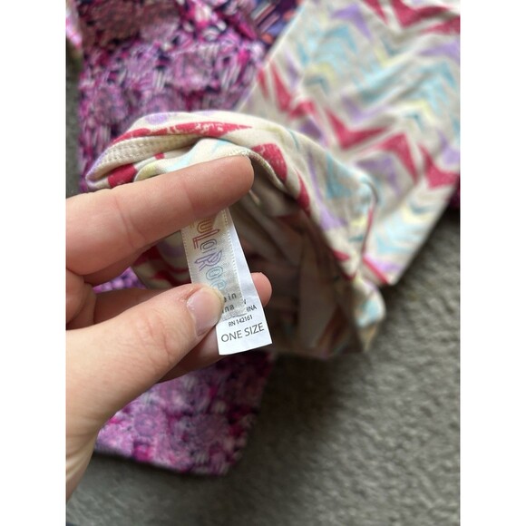 LuLaRoe LLR Lot Of 5 Ankle Leggings Sz ONE SIZE Pinks, Reds & Pastels Patterned - Picture 6 of 6